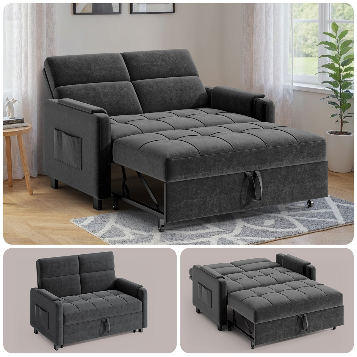 51.2" 3-in-1 Sleeper Sofa Chair Bed with Pull Out Couch – Gizoon