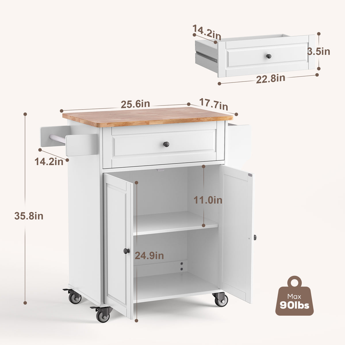 2 Doors Kitchen Island Cart – Gizoon