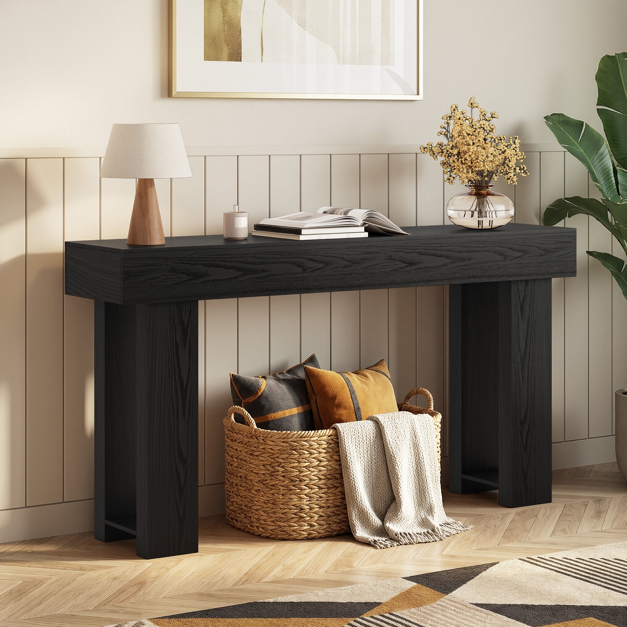 Gizoon 63 Inch Console Table, Narrow Long Sofa Table Behind The Couch,