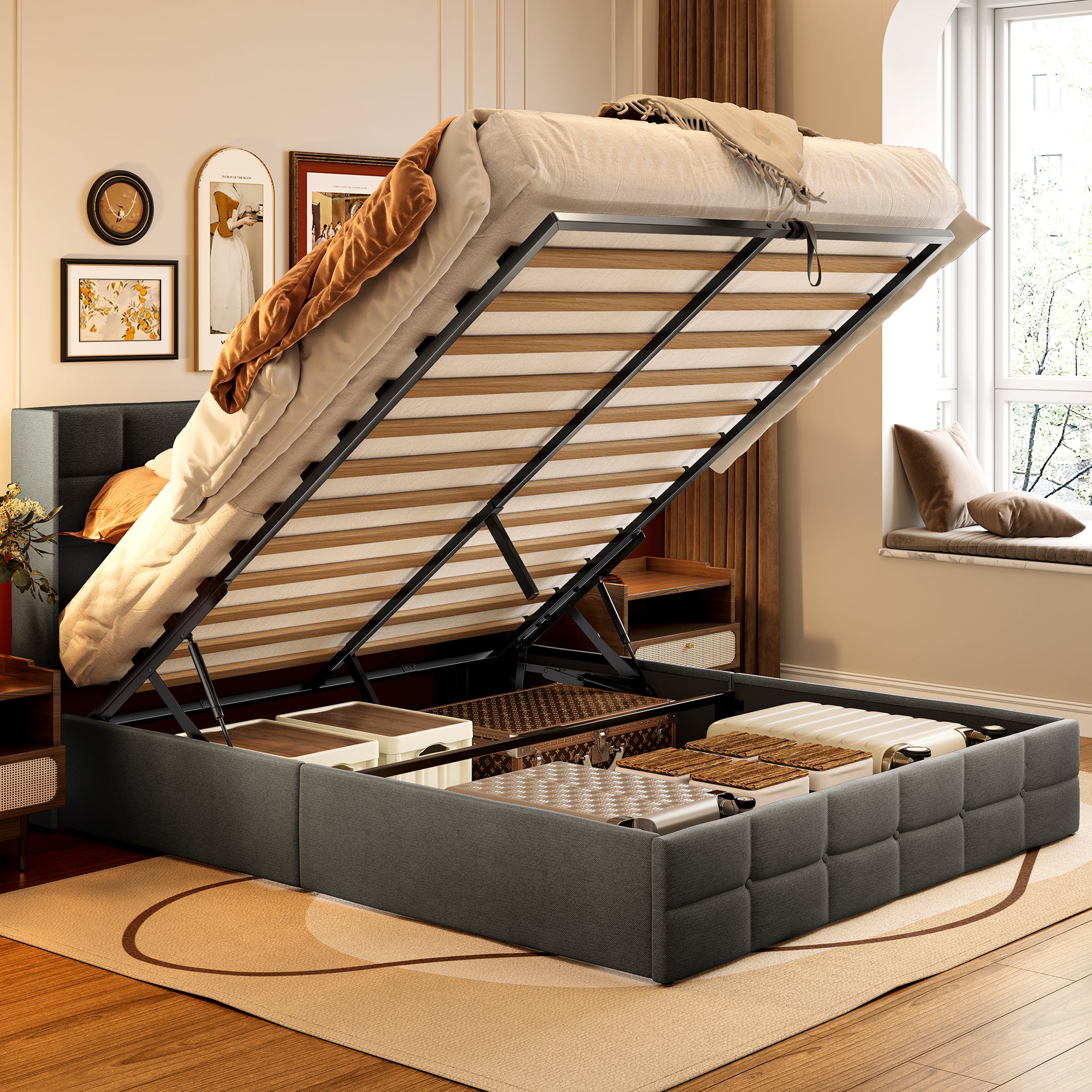 Queen Lift Up Storage Bed – Gizoon