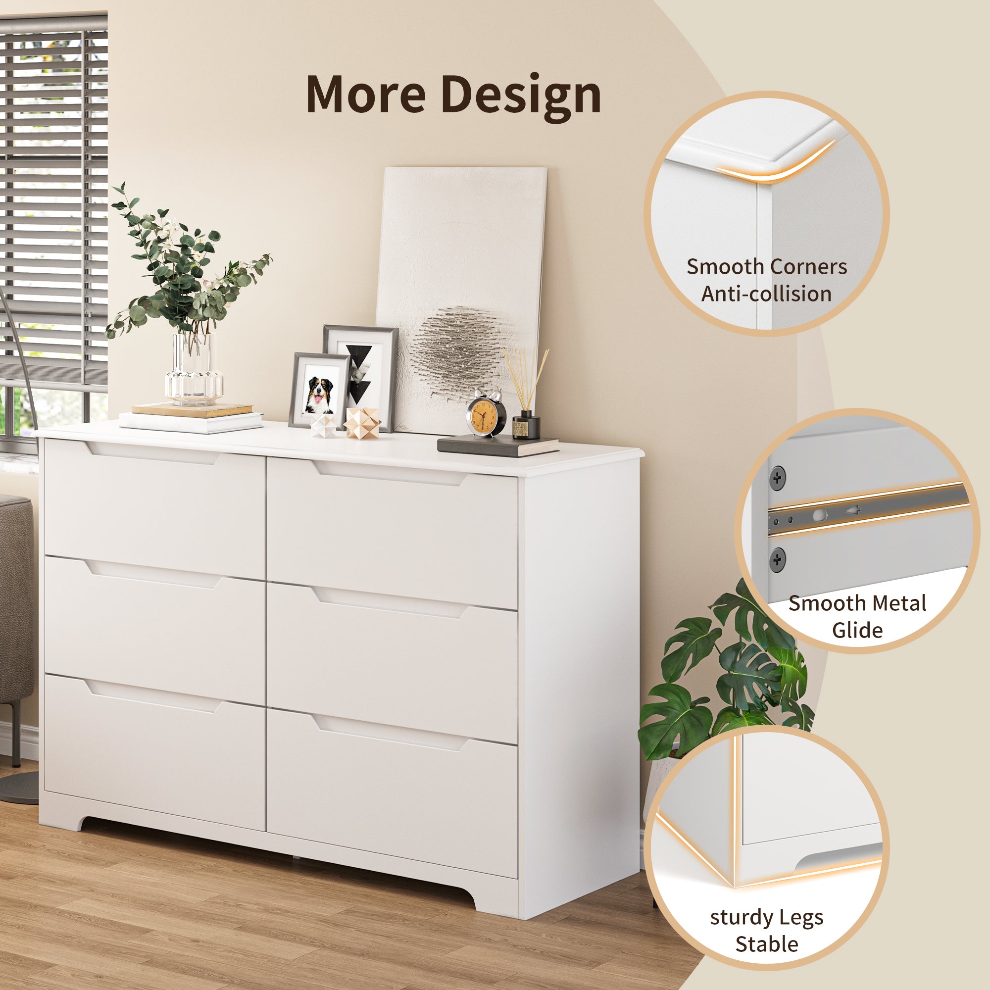 Gizoon 6 Drawer Dresser for Bedroom