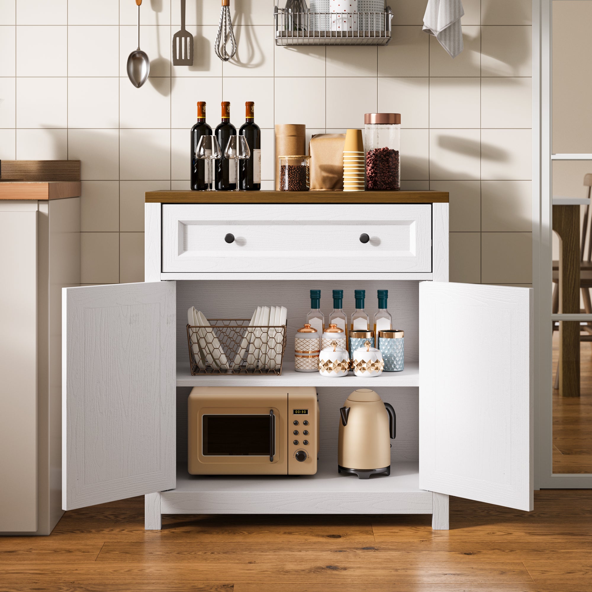 Kitchen Storage Cabinet with Adjustable Shelf
