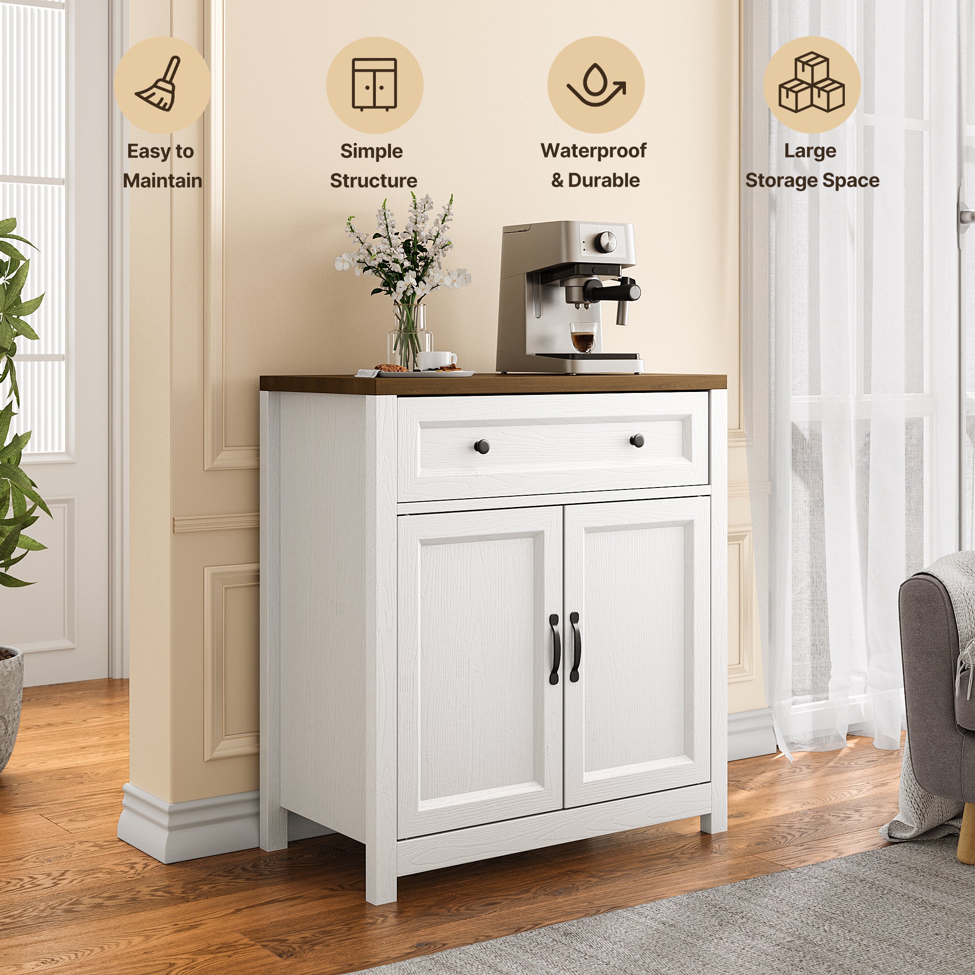 Kitchen Storage Cabinet with Adjustable Shelf