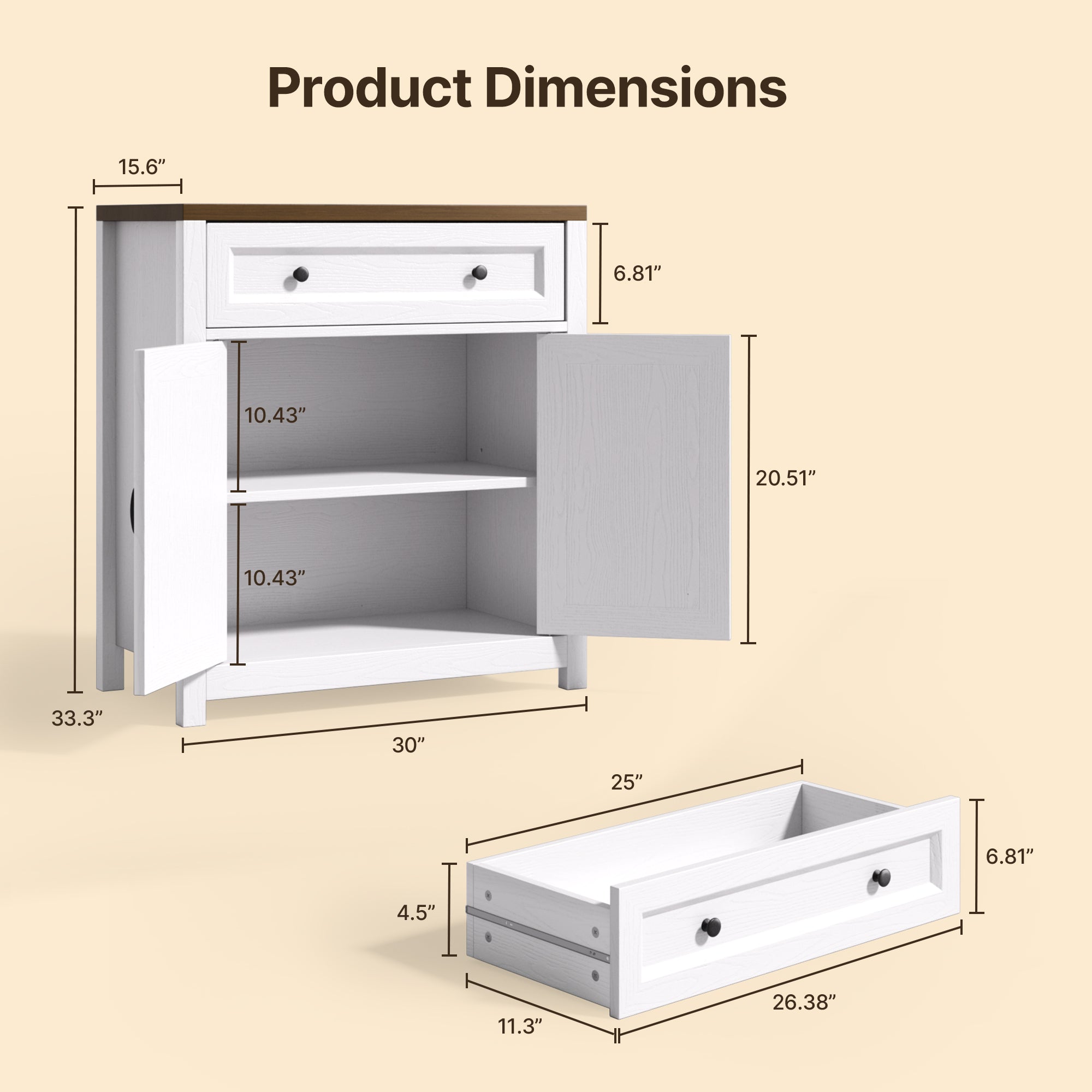 Kitchen Storage Cabinet with Adjustable Shelf