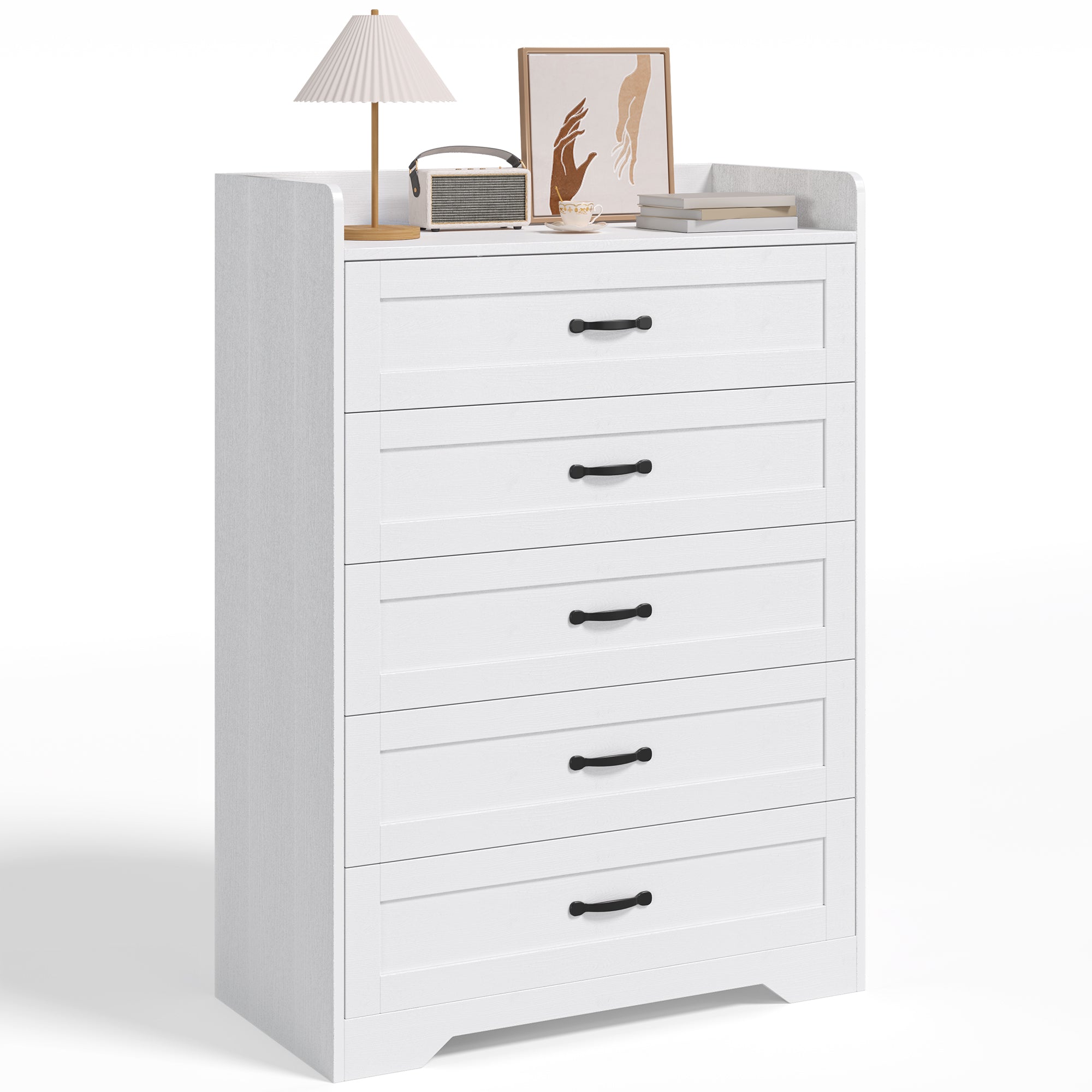 Gizoon 5 Drawers Dresser, 31.5" W Dresser for Bedroom, Chest of Drawers with Large Storage Capacity, Modern 5 Drawer Chest with Smooth Rail, Handles, Anti-tilt Device, for Hallway, Living Room