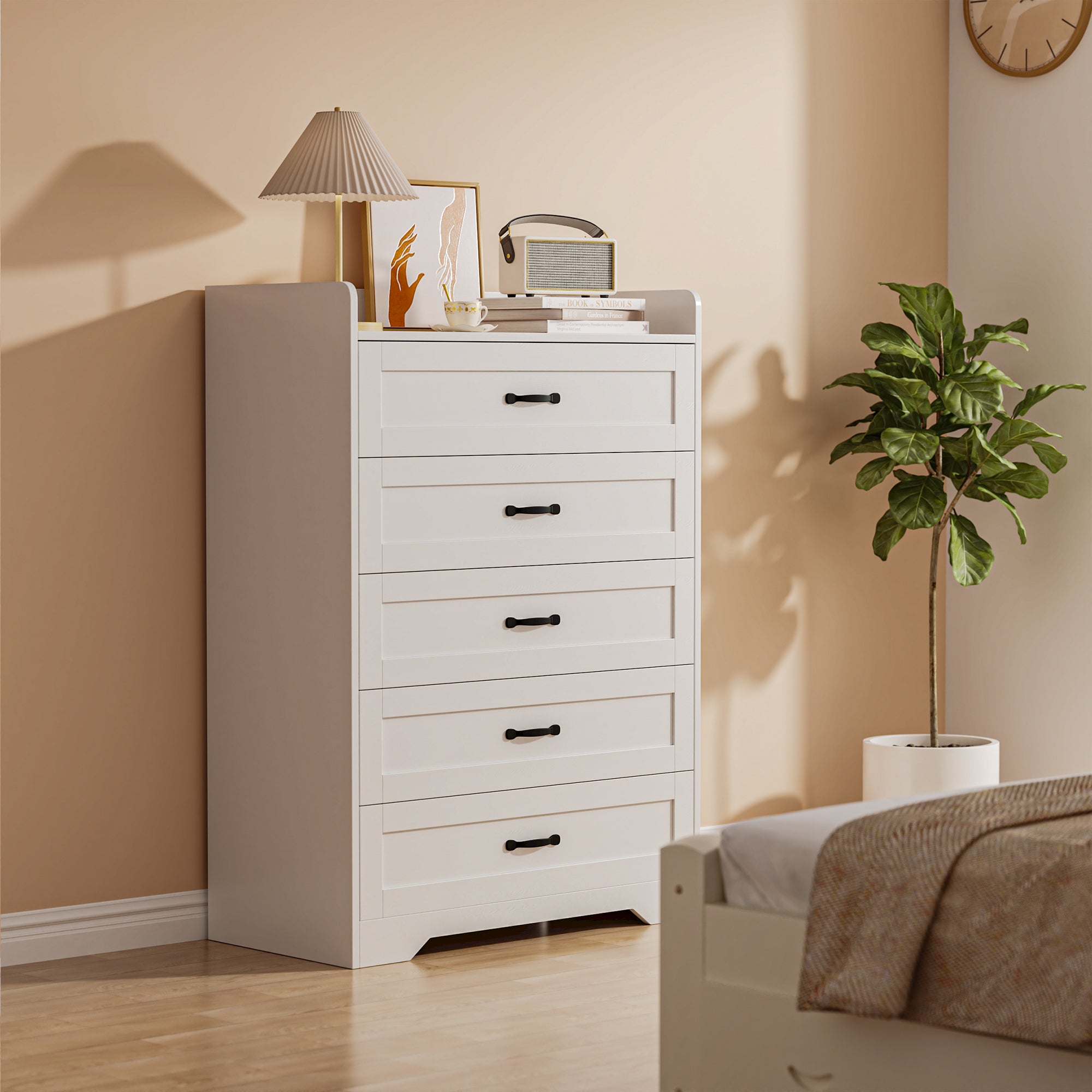 Gizoon 5 Drawers Dresser, 31.5" W Dresser for Bedroom, Chest of Drawers with Large Storage Capacity, Modern 5 Drawer Chest with Smooth Rail, Handles, Anti-tilt Device, for Hallway, Living Room