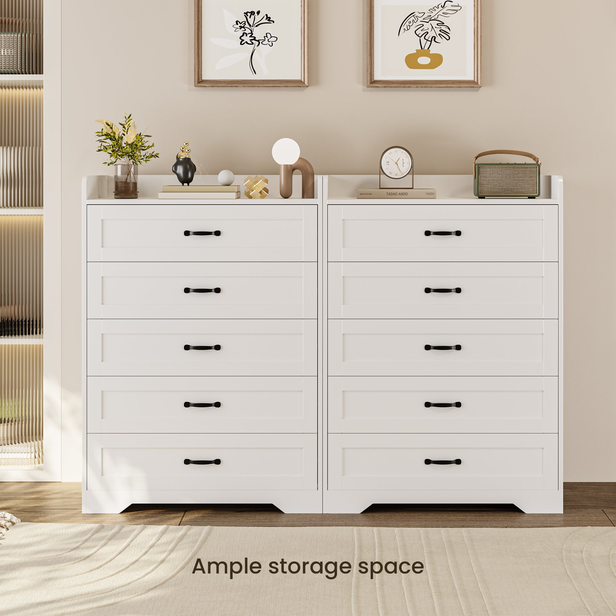Gizoon 5 Drawers Dresser, 31.5" W Dresser for Bedroom, Chest of Drawers with Large Storage Capacity, Modern 5 Drawer Chest with Smooth Rail, Handles, Anti-tilt Device, for Hallway, Living Room