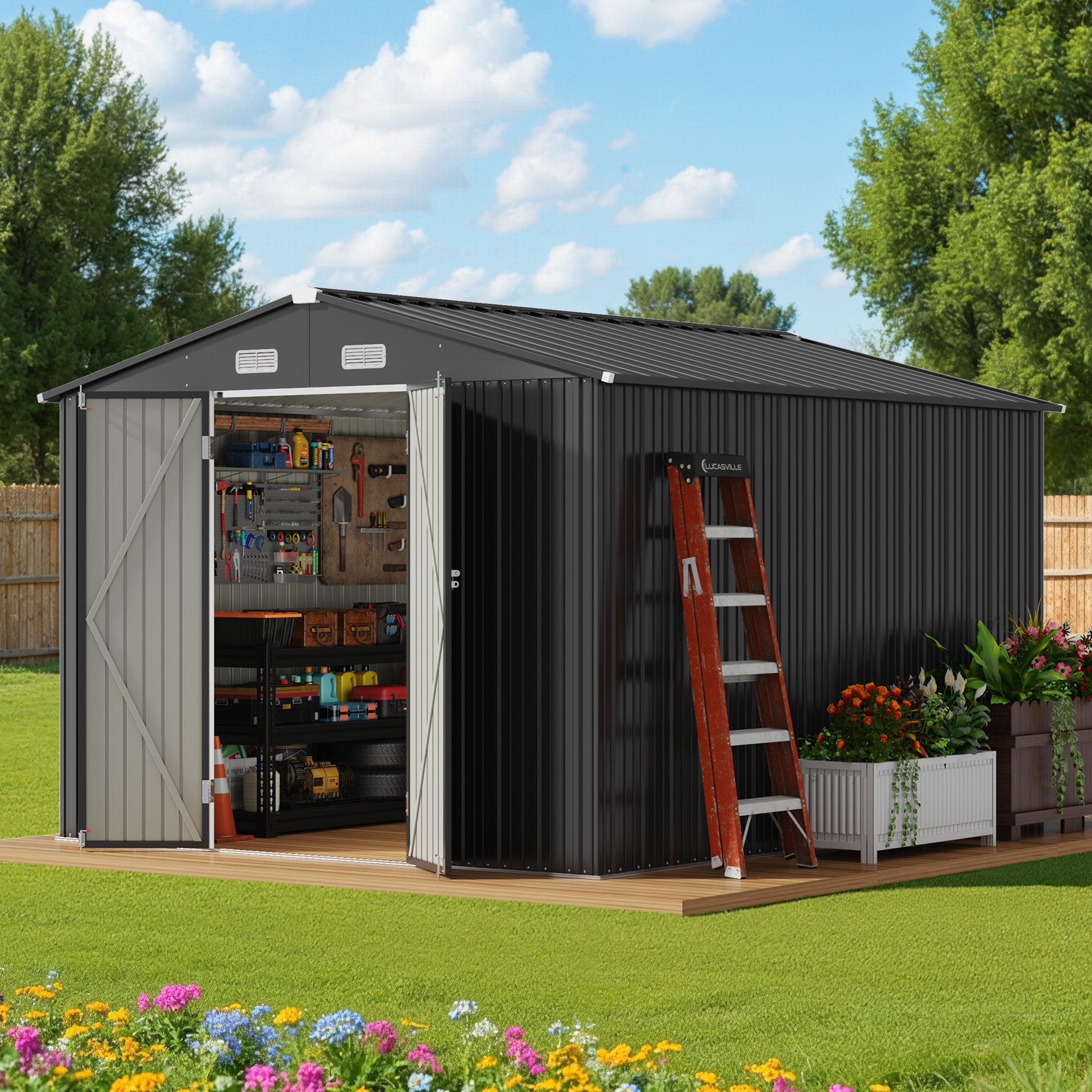 Gizoon 10x10 FT Outdoor Storage Metal Shed