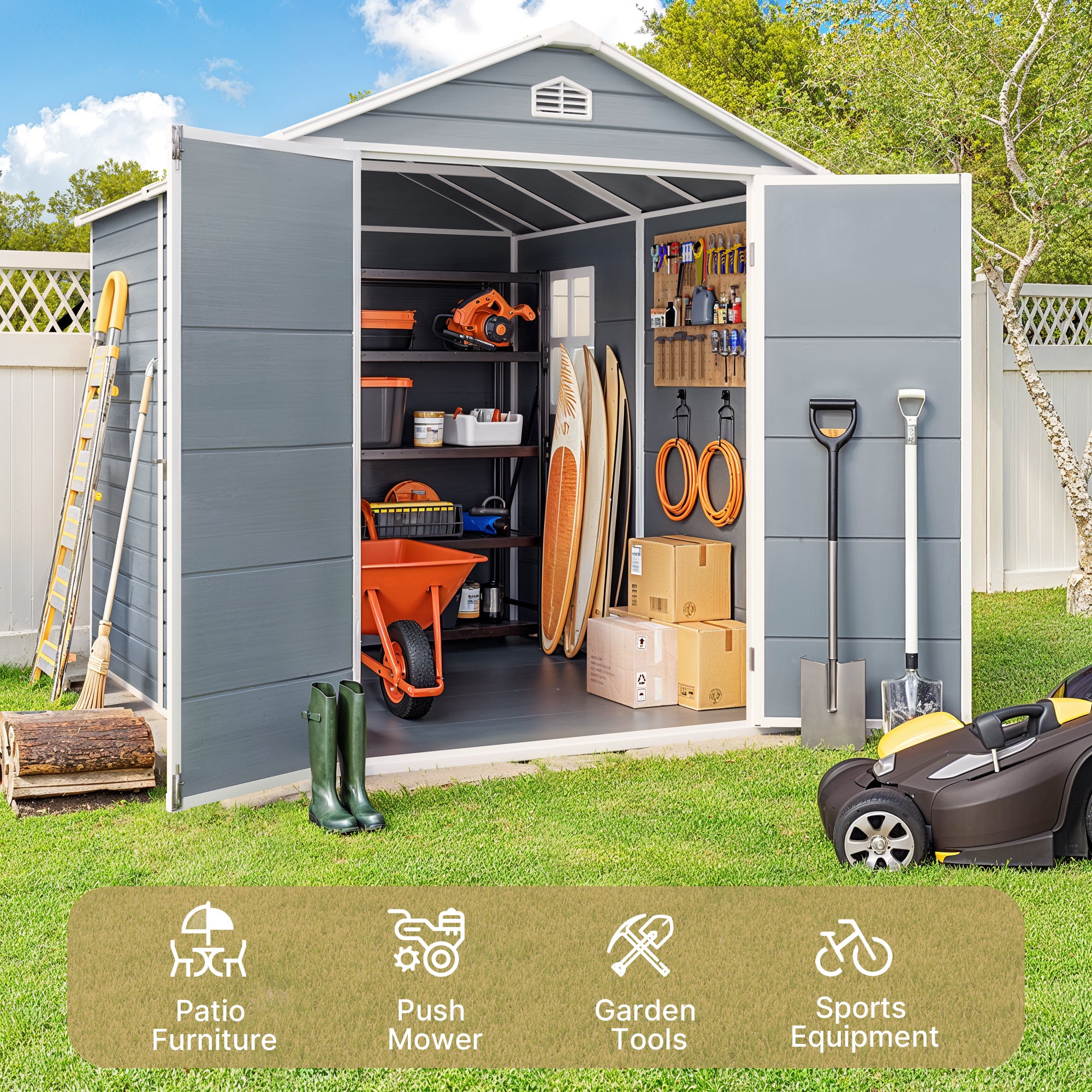 Gizoon 8x6 FT Outdoor Storage Shed with Floor