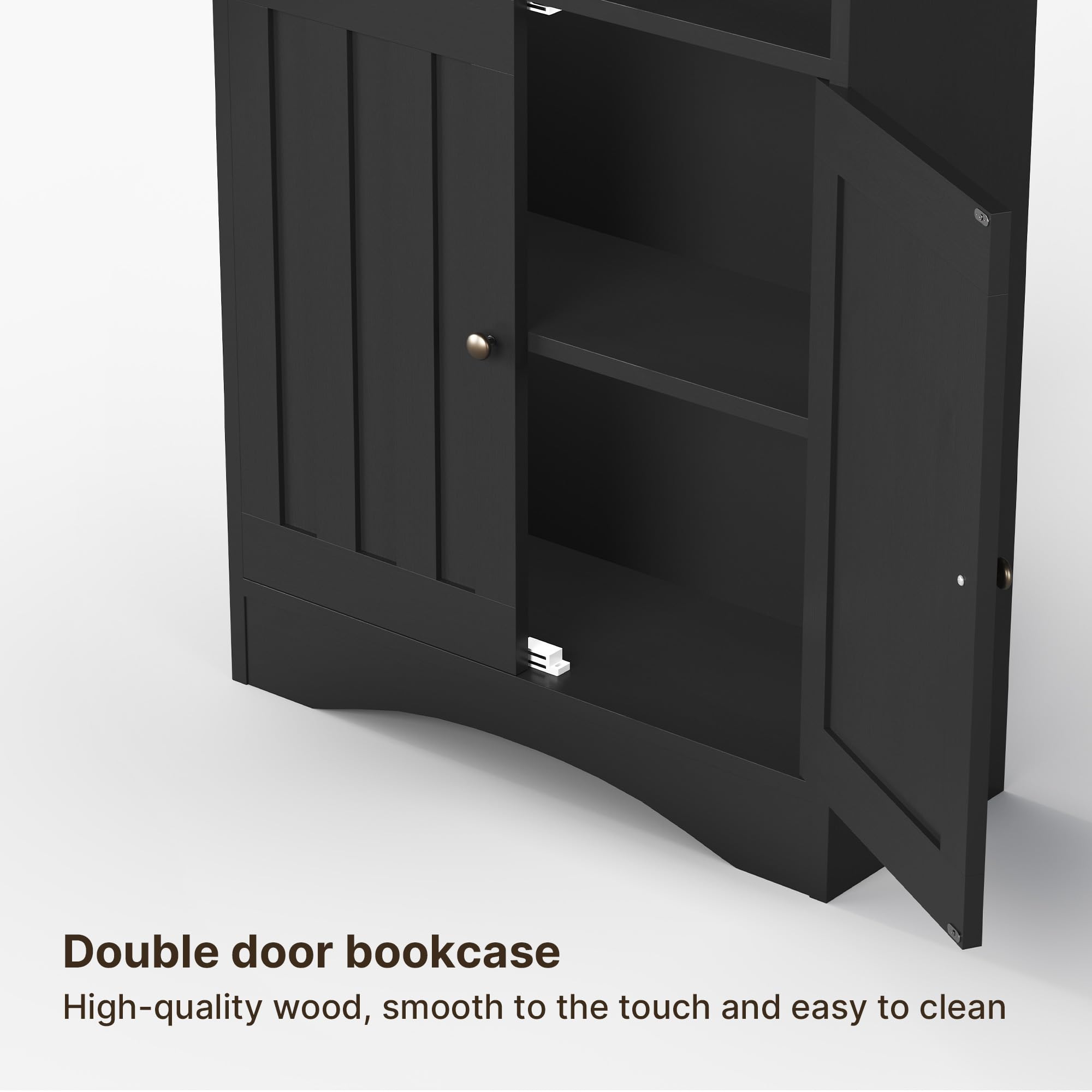Gizoon Bookshelves and Bookcases with Doors, 6-Shelf Bookcase, Floor Standing Display Storage Shelves, 71” Tall Bookcase, with Adjustable Shelves, for Home, Office, Living Room, Bedroom